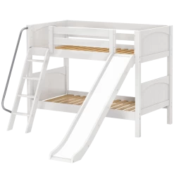 Maxtrix Twin Low Bunk Bed With Slide -Kid Furniture LAUGH WP