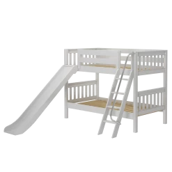 Maxtrix Twin Low Bunk Bed With Slide -Kid Furniture LAUGH WS