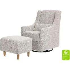 Babyletto Toco Swivel Glider + Stationary Ottoman -Kid Furniture M11287BWB White Background Main Greenguard 00