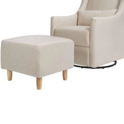 Babyletto Toco Swivel Glider + Stationary Ottoman -Kid Furniture M11287PBEW White Background 05