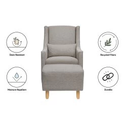 Babyletto Toco Swivel Glider + Stationary Ottoman -Kid Furniture M11287PGEW White Background 02