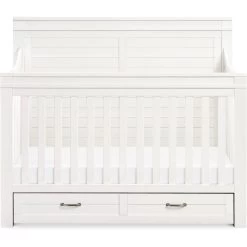 Namesake Wesley Farmhouse 4-in-1 Convertible Crib -Kid Furniture M21101HW White Background 02