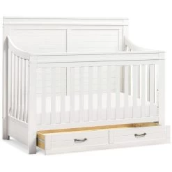 Namesake Wesley Farmhouse 4-in-1 Convertible Crib -Kid Furniture M21101HW White Background 06