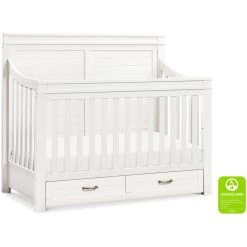Namesake Wesley Farmhouse 4-in-1 Convertible Crib -Kid Furniture M21101HW White Background Main Greenguard 00