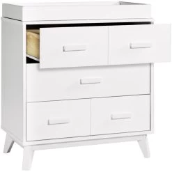 Babyletto Scoot 3-Drawer Changer Dresser With Removable Changing Tray -Kid Furniture M5823W White Background 02 bec514ae 371c 44f9 b0b8 9b42713749bd
