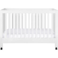 Babyletto Maki Full-Size Folding Crib With Toddler Bed Conversion Kit -Kid Furniture M6601W White Background 02 4688005e 7d52 4701 8950 a0407bee5377