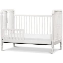 Namesake Liberty 3-in-1 Convertible Spindle Crib With Toddler Bed Conversion Kit -Kid Furniture M7101RW White Background 03