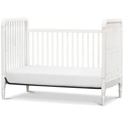Namesake Liberty 3-in-1 Convertible Spindle Crib With Toddler Bed Conversion Kit -Kid Furniture M7101RW White Background 05