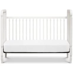 Namesake Liberty 3-in-1 Convertible Spindle Crib With Toddler Bed Conversion Kit -Kid Furniture M7101RW White Background 06