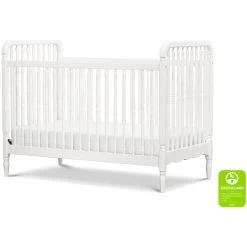 Namesake Liberty 3-in-1 Convertible Spindle Crib With Toddler Bed Conversion Kit -Kid Furniture M7101RW White Background Main Greenguard 00
