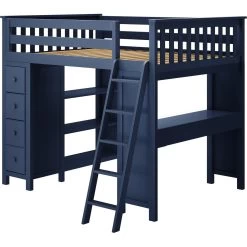 Jackpot Deluxe Mayfair Full Size Loft With Desk + Storage -Kid Furniture MAYFAIRBLUELEFT 1 b24c68b4 f8e1 4812 9411 4bf8bd44a920