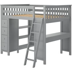 Jackpot Deluxe Mayfair Full Size Loft With Desk + Storage -Kid Furniture MAYFAIRGREYLEFT 1 327a7473 cf2f 46dc bf21 e510494ded9d