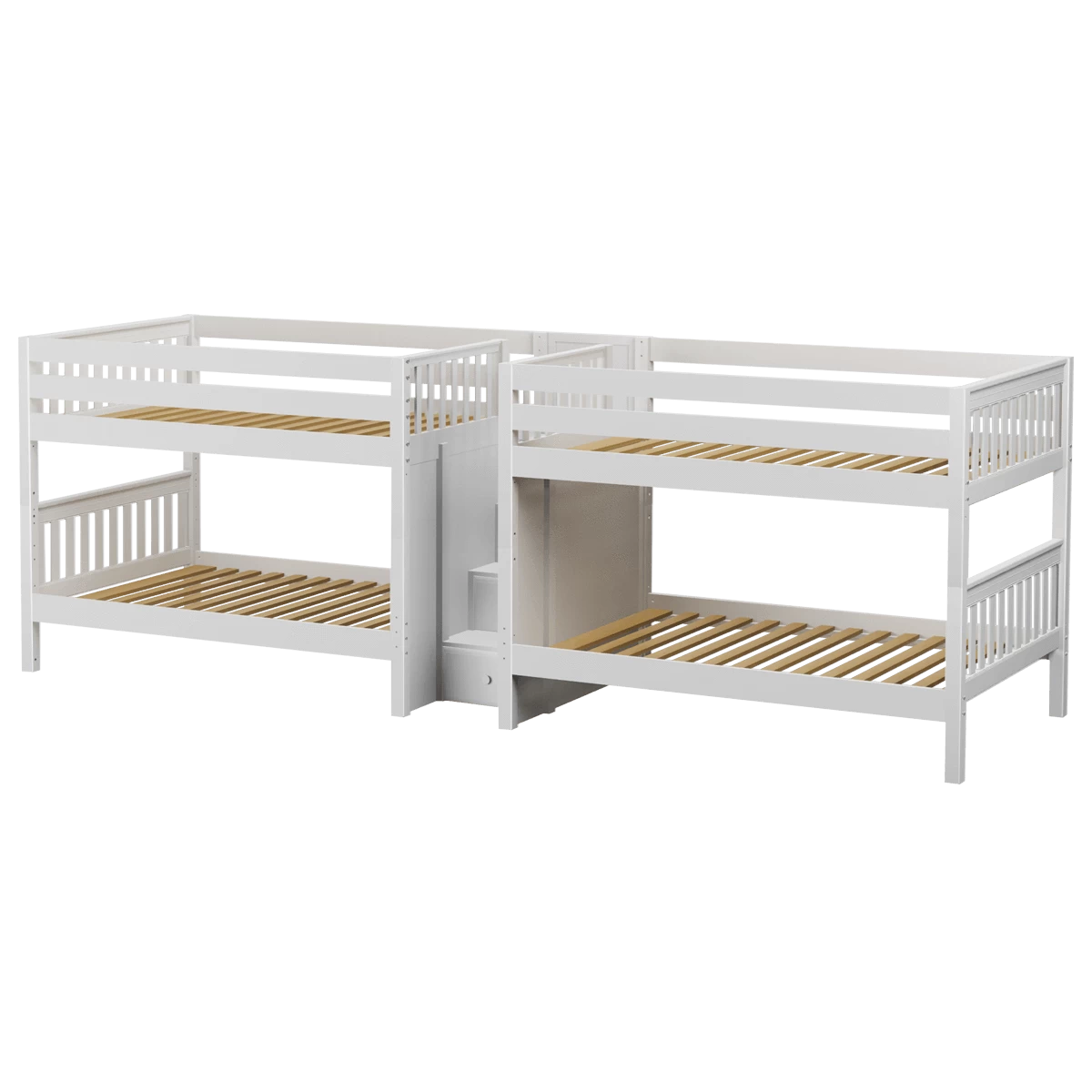 Maxtrix Full Low Quadruple Bunk Bed With Stairs 3 Maxtrix Full Low Quadruple Bunk Bed With Stairs