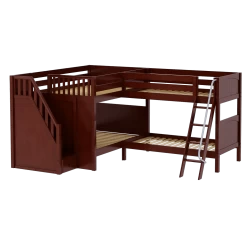 Maxtrix Full Medium Corner Bunk Bed With Ladder + Stairs - L 13 Maxtrix Full Medium Corner Bunk Bed With Ladder + Stairs - L -Kid Furniture MIDDLE CP