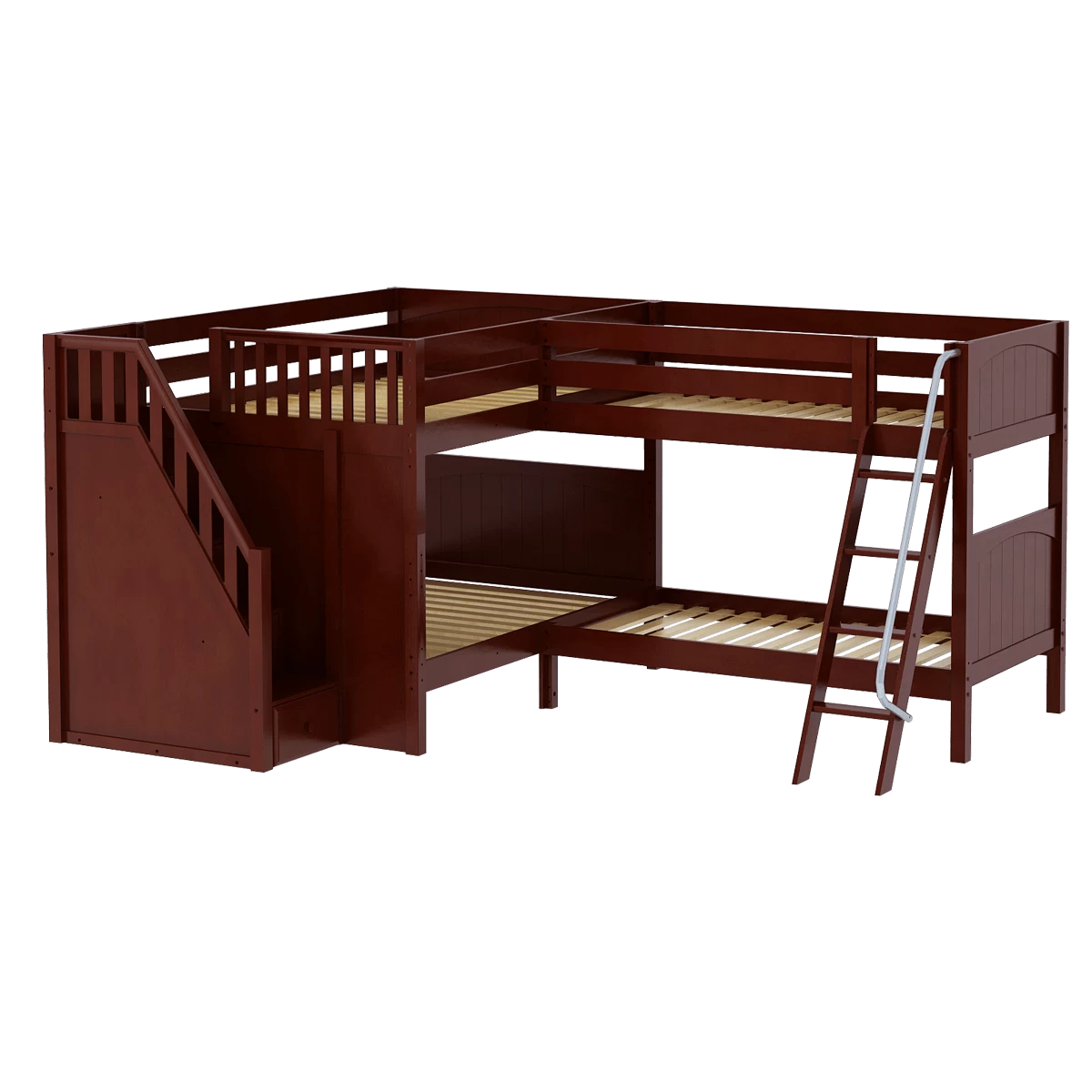 Maxtrix Full Medium Corner Bunk Bed With Ladder + Stairs - L 8 Maxtrix Full Medium Corner Bunk Bed With Ladder + Stairs - L - Image 6