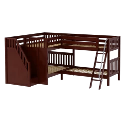 Maxtrix Full Medium Corner Bunk Bed With Ladder + Stairs - L 9 Maxtrix Full Medium Corner Bunk Bed With Ladder + Stairs - L -Kid Furniture MIDDLE CS