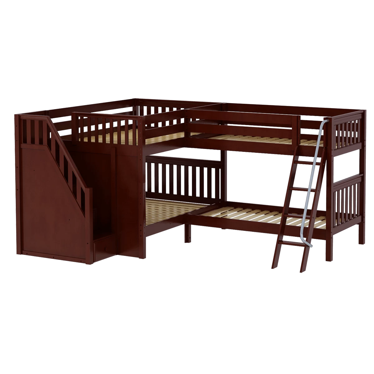 Maxtrix Full Medium Corner Bunk Bed With Ladder + Stairs - L 4 Maxtrix Full Medium Corner Bunk Bed With Ladder + Stairs - L - Image 2
