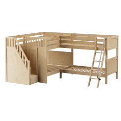 Maxtrix Full Medium Corner Bunk Bed With Ladder + Stairs - L 10 Maxtrix Full Medium Corner Bunk Bed With Ladder + Stairs - L -Kid Furniture MIDDLE NP