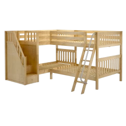 Maxtrix Full Medium Corner Bunk Bed With Ladder + Stairs - L 11 Maxtrix Full Medium Corner Bunk Bed With Ladder + Stairs - L -Kid Furniture MIDDLE NS