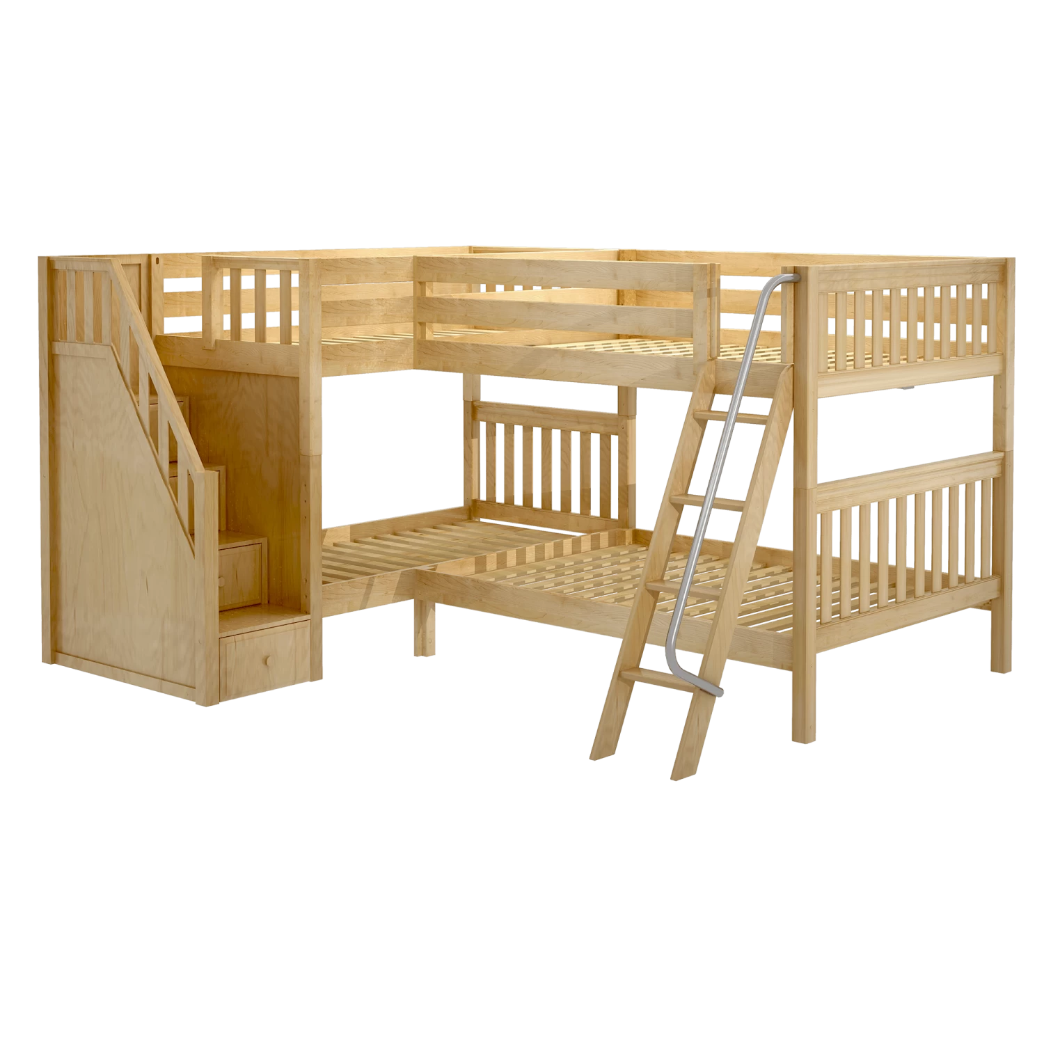 Maxtrix Full Medium Corner Bunk Bed With Ladder + Stairs - L 6 Maxtrix Full Medium Corner Bunk Bed With Ladder + Stairs - L - Image 4