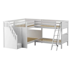 Maxtrix Full Medium Corner Bunk Bed With Ladder + Stairs - L 12 Maxtrix Full Medium Corner Bunk Bed With Ladder + Stairs - L -Kid Furniture MIDDLE WP