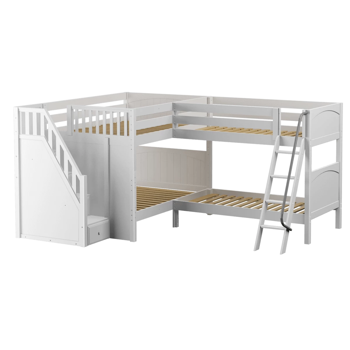 Maxtrix Full Medium Corner Bunk Bed With Ladder + Stairs - L 7 Maxtrix Full Medium Corner Bunk Bed With Ladder + Stairs - L - Image 5