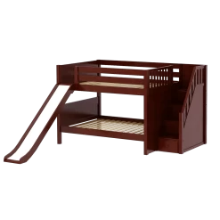 Maxtrix Full Low Bunk Bed With Stairs + Slide -Kid Furniture MOUNTAIN CP