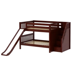 Maxtrix Full Low Bunk Bed With Stairs + Slide -Kid Furniture MOUNTAIN CS