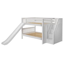 Maxtrix Full Low Bunk Bed With Stairs + Slide -Kid Furniture MOUNTAIN WS f6a9b843 c93a 484d a220 69cef1adb5a6