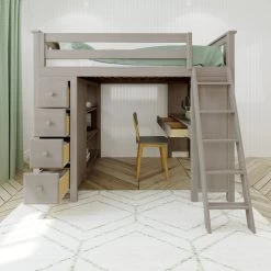 Jackpot Deluxe Mayfair Full Size Loft With Desk + Storage -Kid Furniture MayfairStoneCenter drawersopen