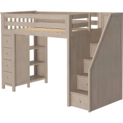 Jackpot Deluxe Oxford Staircase Loft Bed Storage -Kid Furniture OxfordwStaircaseOnRightStoneRight