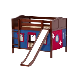 Maxtrix Full Low Bunk Bed With Straight Ladder, Curtain + Slide -Kid Furniture ROCK21 CC 614973bf c121 4d2d 8ed6 8c39ad6f7e08
