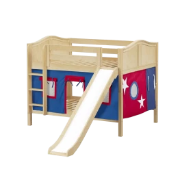 Maxtrix Full Low Bunk Bed With Straight Ladder, Curtain + Slide -Kid Furniture ROCK21 NC c2cf5329 1911 406a bdcf 6fc3830864ec