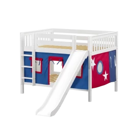 Maxtrix Full Low Bunk Bed With Straight Ladder, Curtain + Slide -Kid Furniture ROCK21 WS b237192d e7b3 41bd 8958 5e66bd6dcf90