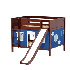 Maxtrix Full Low Bunk Bed With Straight Ladder, Curtain + Slide -Kid Furniture ROCK22 CP b5b44292 3fdc 4ce5 b6de ee86c0703e31