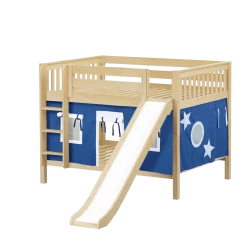 Maxtrix Full Low Bunk Bed With Straight Ladder, Curtain + Slide -Kid Furniture ROCK22 NS f5b86c1d 647e 49ca bfe6 62b6d818b86d