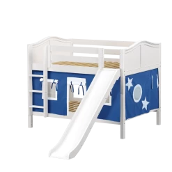 Maxtrix Full Low Bunk Bed With Straight Ladder, Curtain + Slide -Kid Furniture ROCK22 WC 63f9dc76 c3c7 4bc5 afc8 ecc039c6b76f