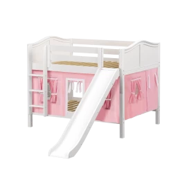 Maxtrix Full Low Bunk Bed With Straight Ladder, Curtain + Slide -Kid Furniture ROCK23 WC a45e8040 9327 468e bf0a 822a5cbd7f46