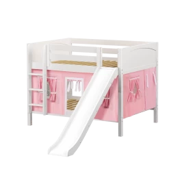 Maxtrix Full Low Bunk Bed With Straight Ladder, Curtain + Slide -Kid Furniture ROCK23 WP 52b6eda6 8f1d 453b bc61 c56daa128d14