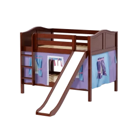 Maxtrix Full Low Bunk Bed With Straight Ladder, Curtain + Slide -Kid Furniture ROCK27 CC de7d1f08 2f79 4f86 9e8e c2d539662a66
