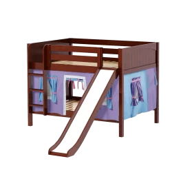 Maxtrix Full Low Bunk Bed With Straight Ladder, Curtain + Slide -Kid Furniture ROCK27 CP a01a1316 db6a 4951 bb25 fe3107ea6149
