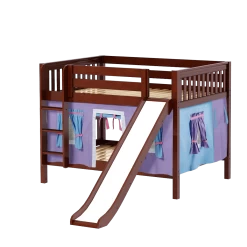 Maxtrix Full Low Bunk Bed With Straight Ladder, Curtain + Slide -Kid Furniture ROCK27 CS 0433edcf 2b01 4d4a 9ce3 4109b4e85301