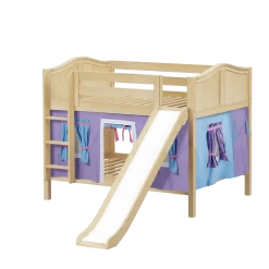 Maxtrix Full Low Bunk Bed With Straight Ladder, Curtain + Slide -Kid Furniture ROCK27 NC 819488bf 4bfa 484f 8da1 69431439e7da