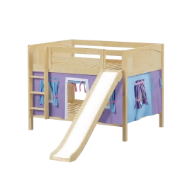 Maxtrix Full Low Bunk Bed With Straight Ladder, Curtain + Slide -Kid Furniture ROCK27 NP 18910dfe b3fe 478a a117 6ec766a84e64