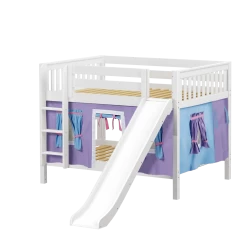 Maxtrix Full Low Bunk Bed With Straight Ladder, Curtain + Slide -Kid Furniture ROCK27 WS 745ec7cb 8302 49c7 8efd ca6b00a3e33b