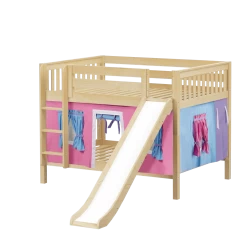 Maxtrix Full Low Bunk Bed With Straight Ladder, Curtain + Slide -Kid Furniture ROCK28 NS ae519396 5633 4fe7 a3bb 62bd4244cbe3