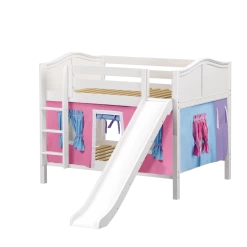 Maxtrix Full Low Bunk Bed With Straight Ladder, Curtain + Slide -Kid Furniture ROCK28 WC 98d8d3ee db12 4015 9feb b48826c677a6