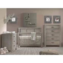 Natart Rustico "5-in-1'' Convertible Crib -Kid Furniture Rustico Collection Baby Room in Owl
