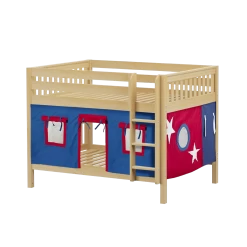 Maxtrix Full Low Bunk Bed With Straight Ladder + Curtain -Kid Furniture SLURP21 NS dc1a224f e56e 475e bedf 2d2757c59a18