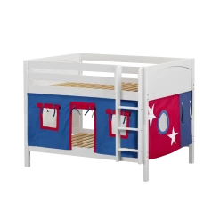 Maxtrix Full Low Bunk Bed With Straight Ladder + Curtain -Kid Furniture SLURP21 WP c43ce40a a626 4016 8089 abe1343588fa